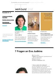 7 Fragen an Eva Judkins - Deutscher Werkbund