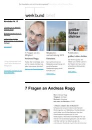 7 Fragen an Andreas Rogg - Deutscher Werkbund