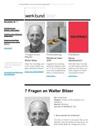 7 Fragen an Walter Bitzer - Deutscher Werkbund