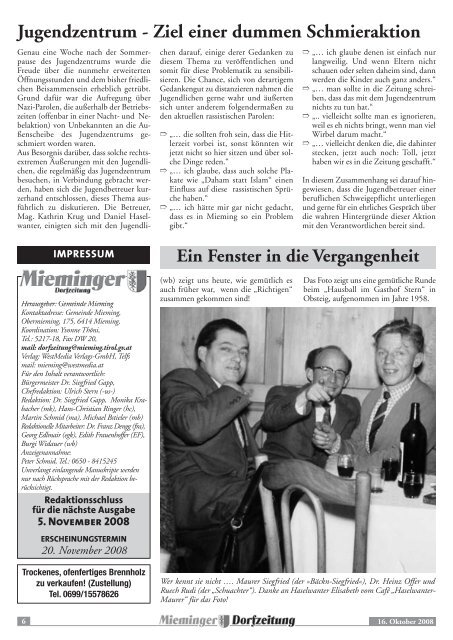 Mieminger Dorfzeitung Oktober 2008 - Gemeinde Mieming