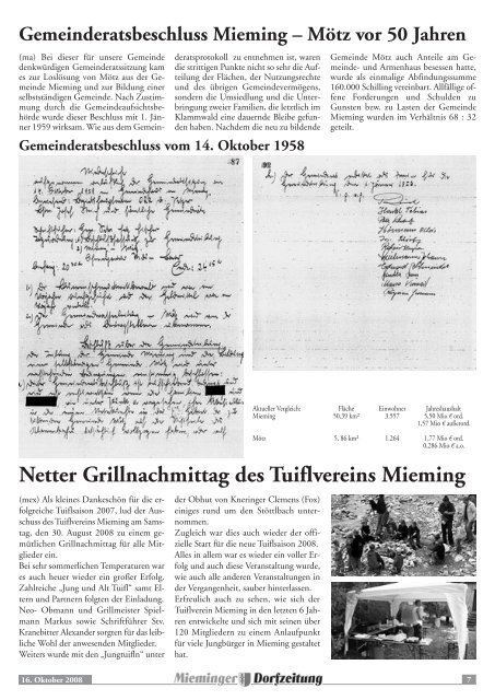 Mieminger Dorfzeitung Oktober 2008 - Gemeinde Mieming