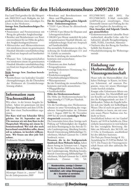 Mieminger Dorfzeitung September 2009 - Gemeinde Mieming ...