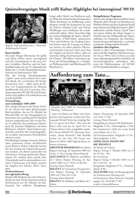 Mieminger Dorfzeitung September 2009 - Gemeinde Mieming ...