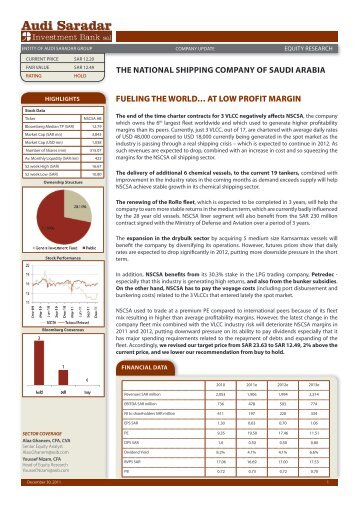 The national shipping company of saudi arabia - Bank Audi