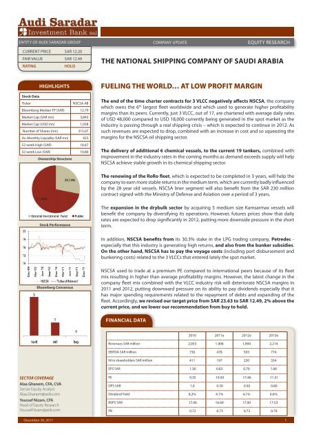 The national shipping company of saudi arabia - Bank Audi