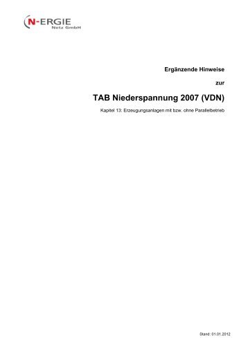 TAB Niederspannung 2007 - N-ERGIE Aktiengesellschaft