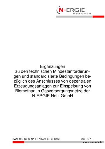 Ergänzung Biogaseinspeisung - N-ERGIE Aktiengesellschaft