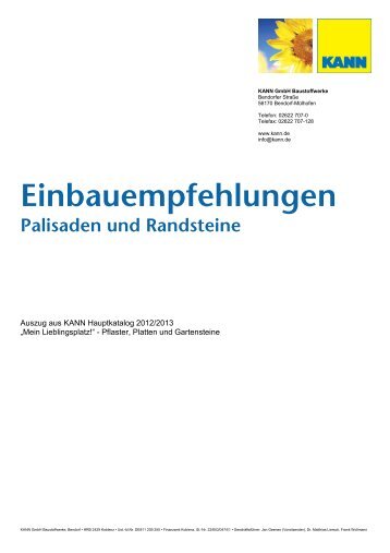 Einbauempfehlungen für Palisaden und Randsteine - Kann GmbH