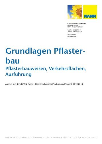 Grundlagen Pflaster- bau Pflasterbauweisen ... - Kann GmbH