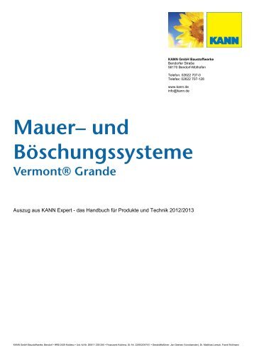 MauerÃ¢ÂÂ und BÃÂ¶schungssysteme VermontÃÂ® Grande - Kann GmbH