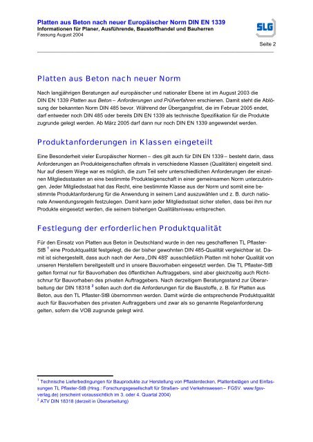 Platten aus Beton nach  neuer Europäischer Norm DIN ... - Kann GmbH