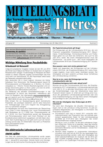 MITTEILUNGSBLATT der Verwaltungsgemeinschaft - Wonfurt