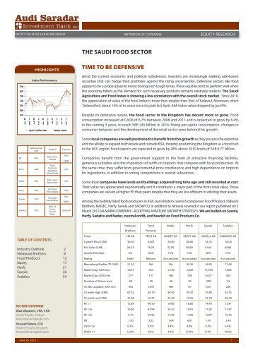 time to be defensive the saudi food sector - Search Center - Bank Audi