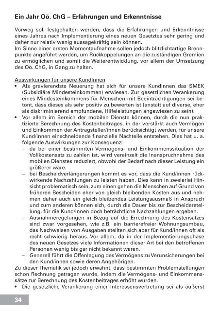 Ein Jahr Oö. ChG - Erfahrungen Erkenntnisse - Miteinander