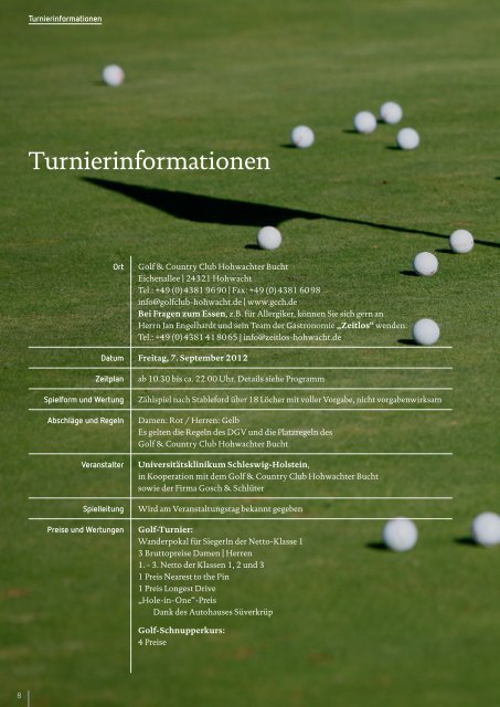 2. UKSH Golf-Charity-Turnier - UKSH Universitätsklinikum Schleswig ...
