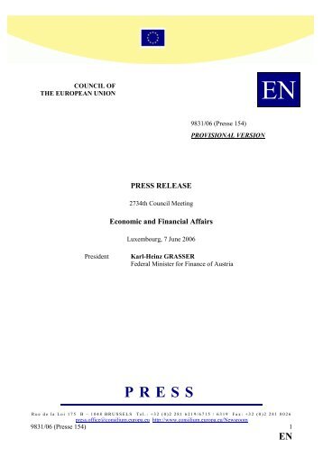 ECOFIN Press release (7 June 2006)