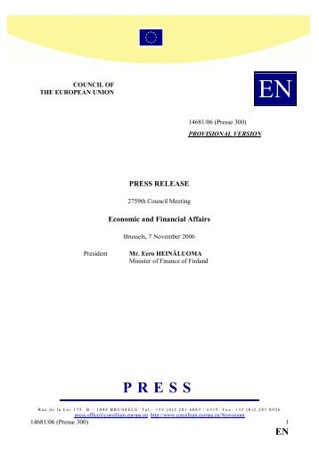 ECOFIN Press release (7 November 2006)