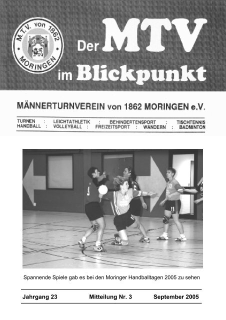 Jahrgang 23 Mitteilung Nr. 3 September 2005 - MTV Moringen