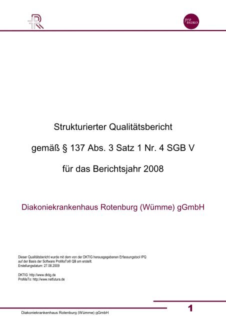 Qualitätsbericht 2008 - Diakoniekrankenhaus Rotenburg (Wümme)