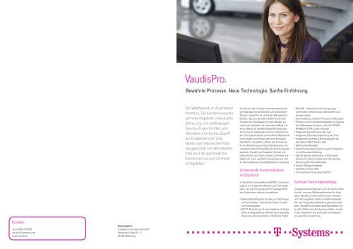 Produktflyer VaudisPro - T-Systems International GmbH Weinheim