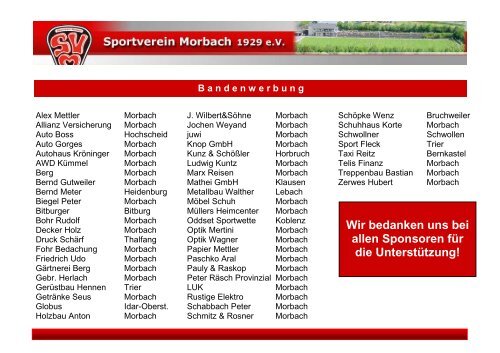 Wir bedanken uns bei allen Sponsoren für die ... - SV Morbach