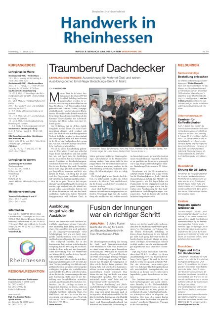 Traumberuf Dachdecker - Handwerkskammer Rheinhessen