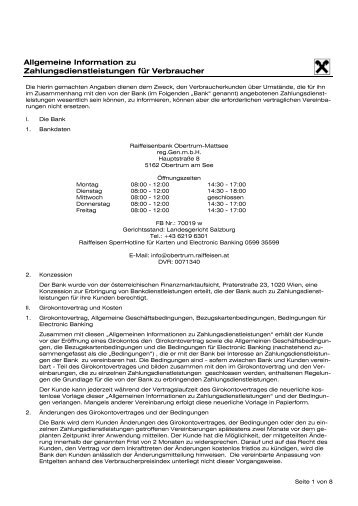 Allgemeine Information zu ... - Raiffeisenbank Obertrum