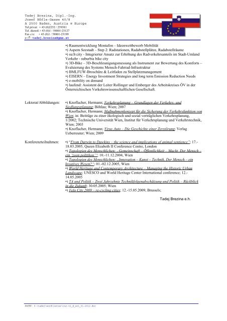 LEBENSLAUF - Forschungsbereich für Verkehrsplanung und ...