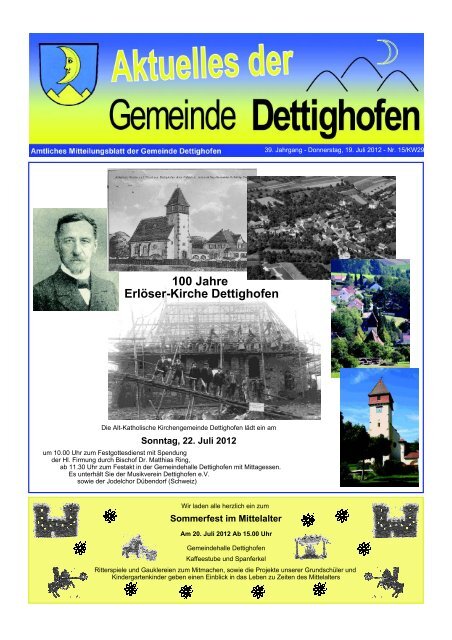 100 Jahre Erlöser-Kirche Dettighofen - Gemeinde Dettighofen