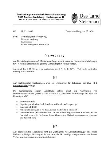 Verordnung - Bezirkshauptmannschaft Deutschlandsberg - Steiermark
