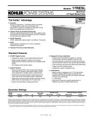 Models: 17RESL The Kohler Advantage Standard Features ...