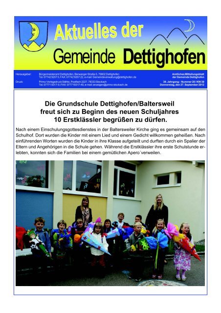 Die Grundschule Dettighofen/Baltersweil freut sich zu Beginn des ...