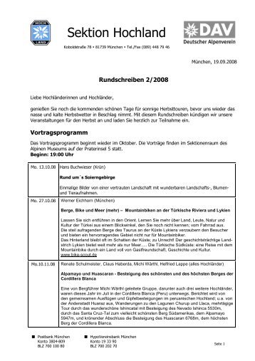 Rundschreiben 2/2008 - Sektion Hochland