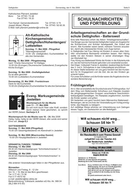 sonstige bekanntmachungen - Gemeinde Dettighofen