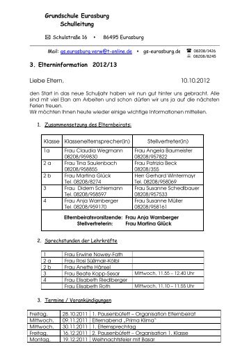 Grundschule Eurasburg Schulleitung 3. Elterninformation 2012/13 ...