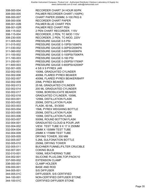 Koehler Instruments Company - Clarkson Laboratory and Supply