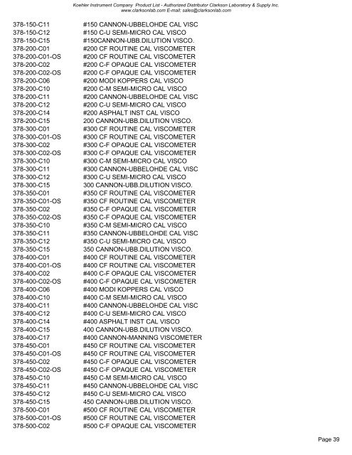 Koehler Instruments Company - Clarkson Laboratory and Supply