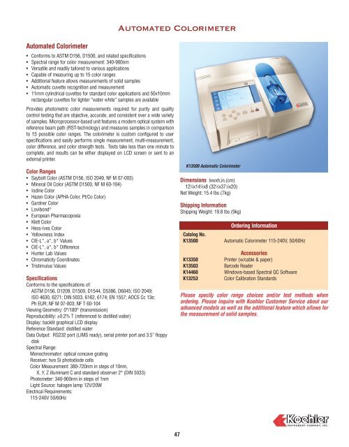 Astm D1500 Colour Chart