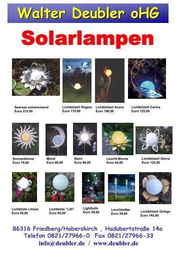 Unser Solarlampen Katalog als PDF-Datei - Walter Deubler oHG