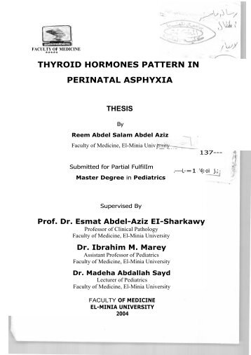 thyroid hormones pattern in perinatal asphyxia thesis