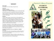 StudeNt HaNdbOOK 2011-2012 - Crowley's Ridge College