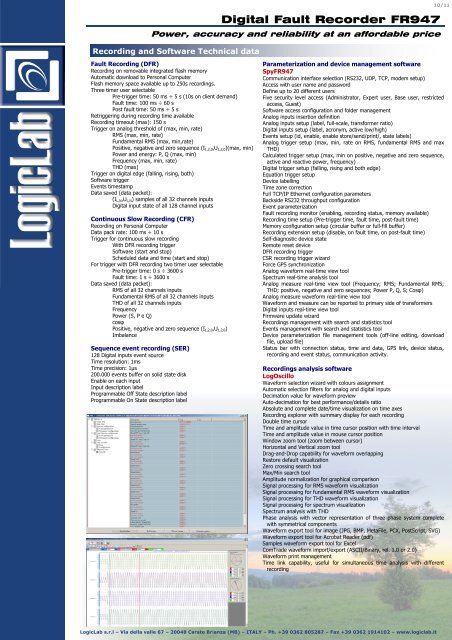 Digital Fault Recorder - LogicLab srl