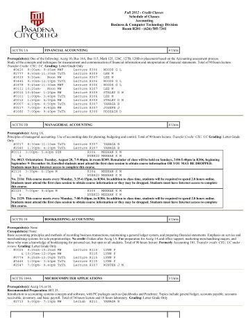 Fall 2012 - Credit Classes Schedule of Classes Accounting ...