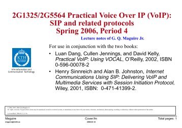 2G1325/2G5564 Practical Voice Over IP (VoIP): SIP and ... - KTH