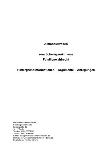 Aktionsleitfaden zum Schwerpunktthema Familienwahlrecht ...