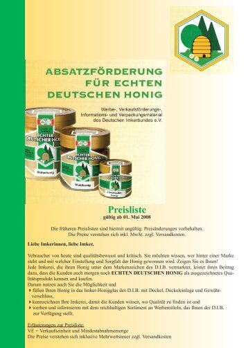 Preisliste - Deutscher Imkerbund e.V.