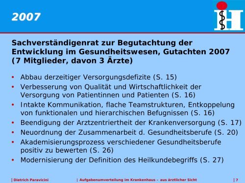 Aufgabenumverteilung im Krankenhaus â aus Ã¤rztlicher Sicht