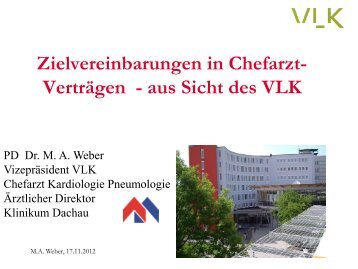 Zielvereinbarungen in Chefarzt- Verträgen - aus Sicht des VLK