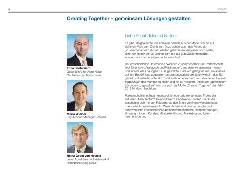 Partnerprogramm 2012 – Schweiz - acoat selected