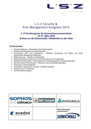 L.S.Z Security & Risk-Management-Kongress 2010 - LSZ Consulting